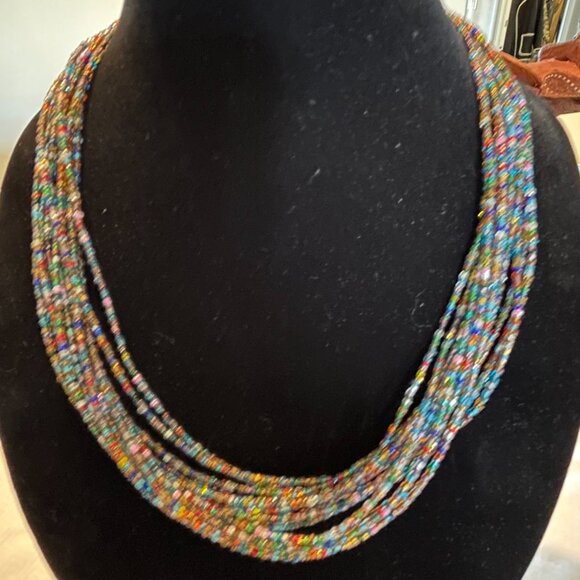 22" Bead Necklace, Long Necklace, Multi strands Necklace, Colorful Beaded - Picture 3 of 10